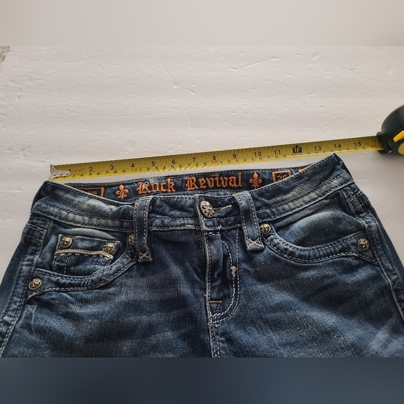 Rock Revival Blue Denim Jeans women's sz. 26 embellished pockets - Picture 6 of 11